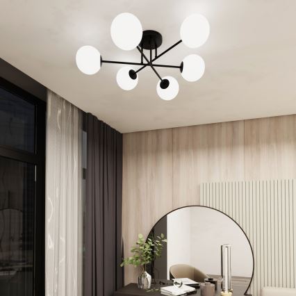 Viseći luster ROMA 6xE14/10W/230V crna/bijela