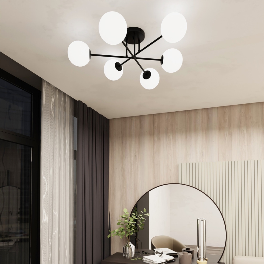 Viseći luster ROMA 6xE14/10W/230V crna/bijela