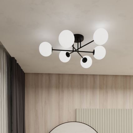 Viseći luster ROMA 6xE14/10W/230V crna/bijela