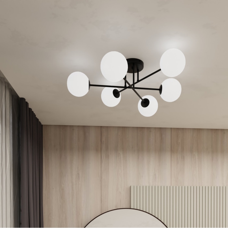 Viseći luster ROMA 6xE14/10W/230V crna/bijela