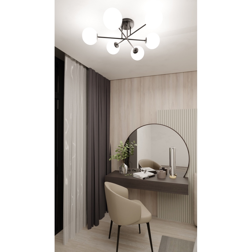 Viseći luster ROMA 6xE14/10W/230V crna/bijela