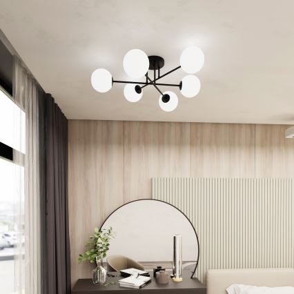 Viseći luster ROMA 6xE14/10W/230V crna/bijela