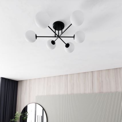 Viseći luster ROMA 6xE14/10W/230V crna/bijela
