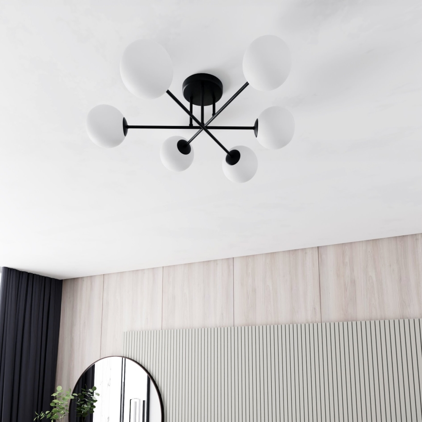 Viseći luster ROMA 6xE14/10W/230V crna/bijela