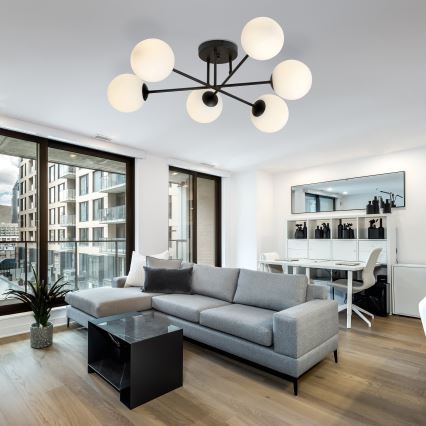 Viseći luster ROMA 6xE14/10W/230V crna/bijela