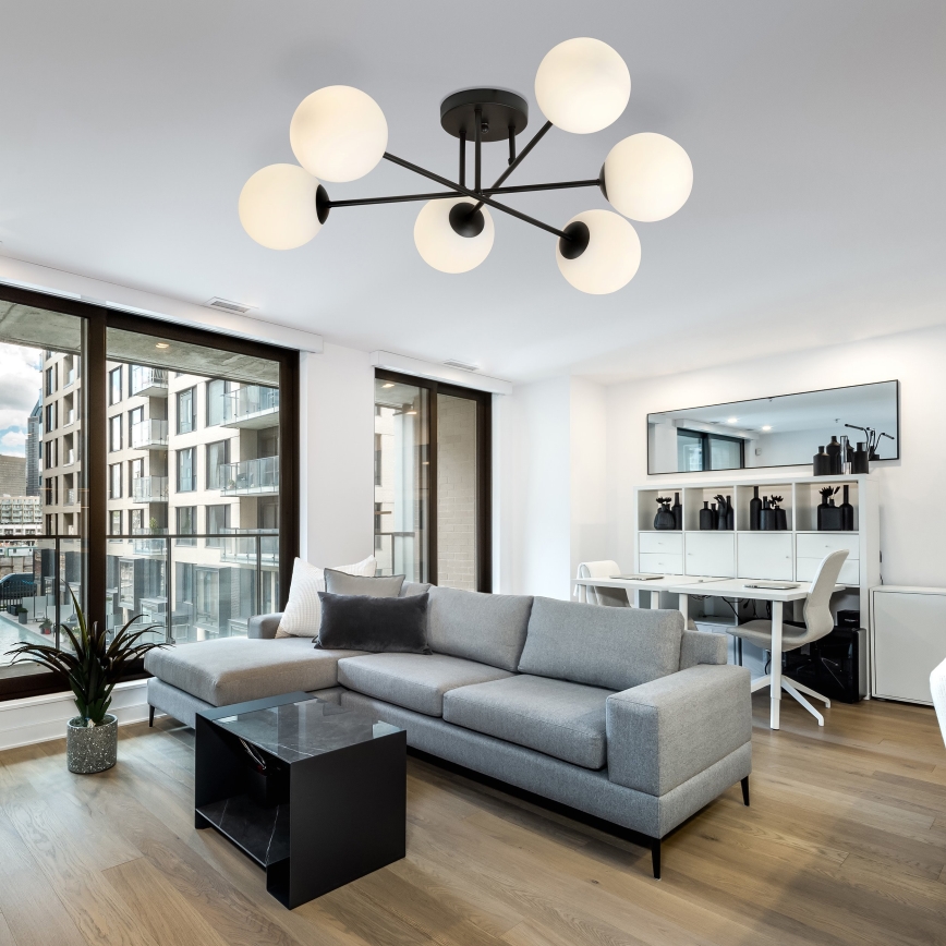 Viseći luster ROMA 6xE14/10W/230V crna/bijela