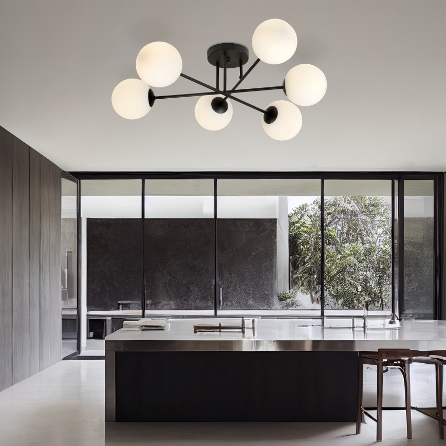 Viseći luster ROMA 6xE14/10W/230V crna/bijela