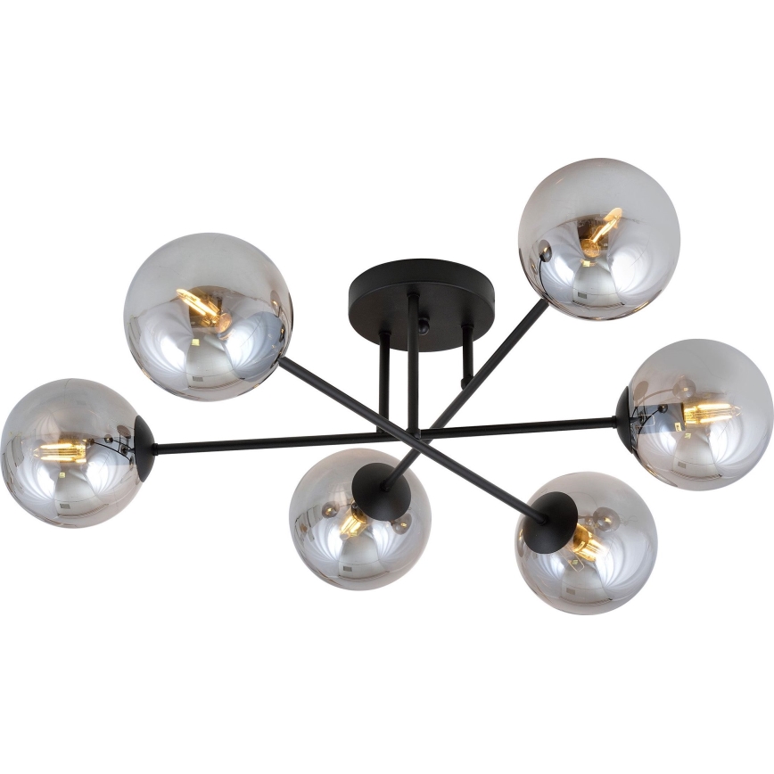 Viseći luster ROMA 6xE14/10W/230V crna/dimna