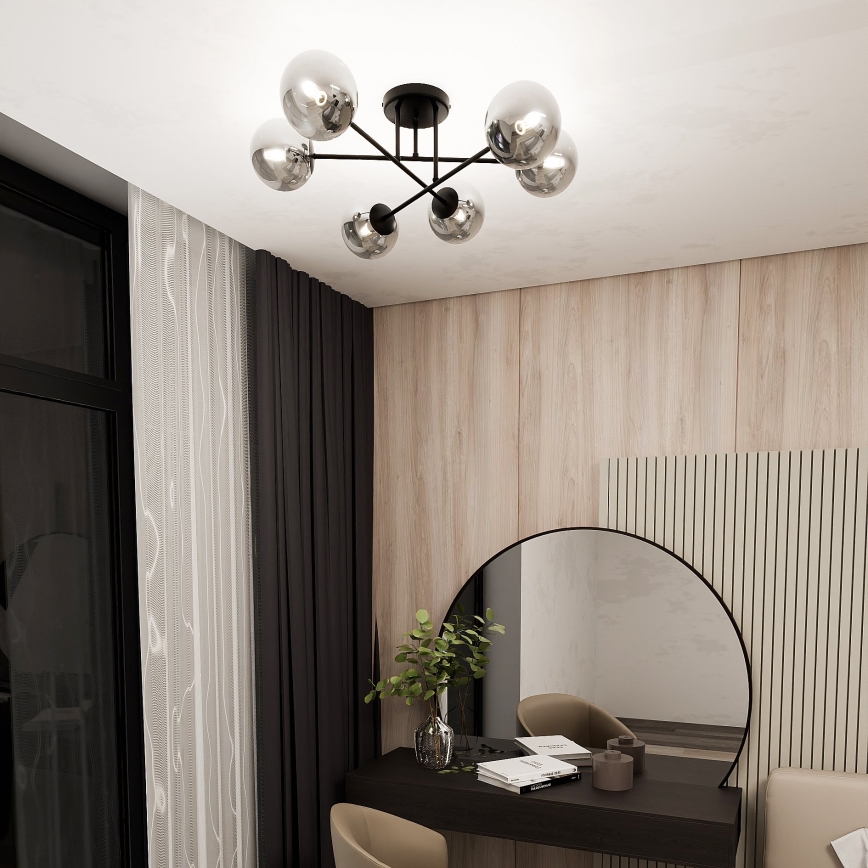 Viseći luster ROMA 6xE14/10W/230V crna/dimna