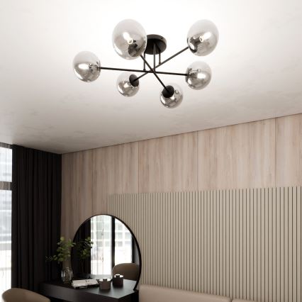 Viseći luster ROMA 6xE14/10W/230V crna/dimna