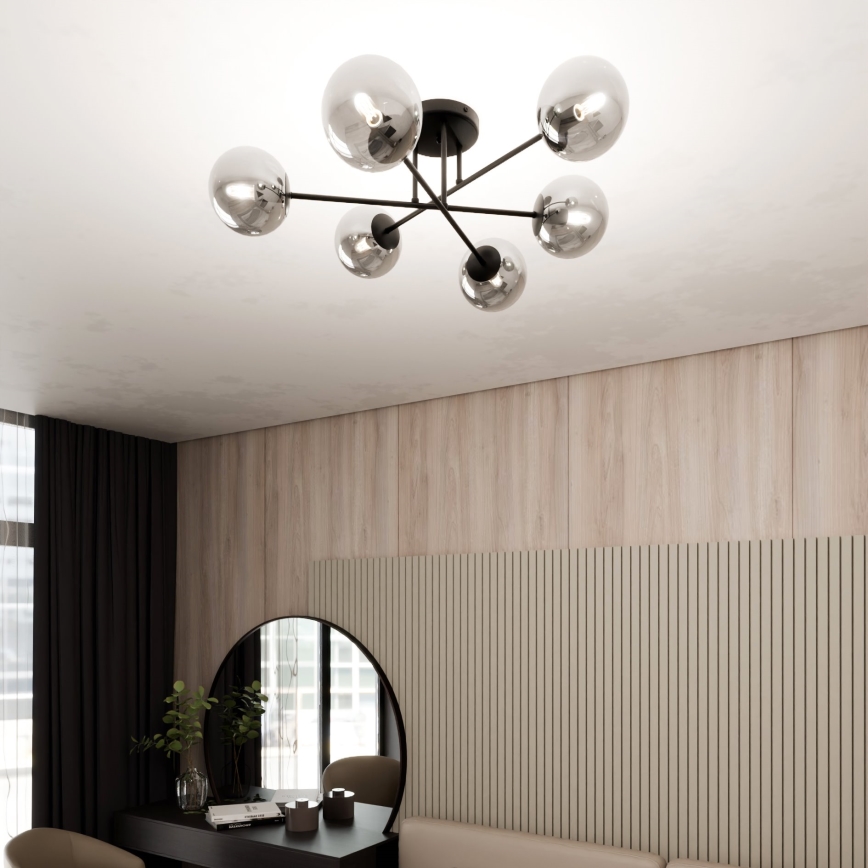 Viseći luster ROMA 6xE14/10W/230V crna/dimna