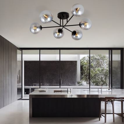 Viseći luster ROMA 6xE14/10W/230V crna/dimna