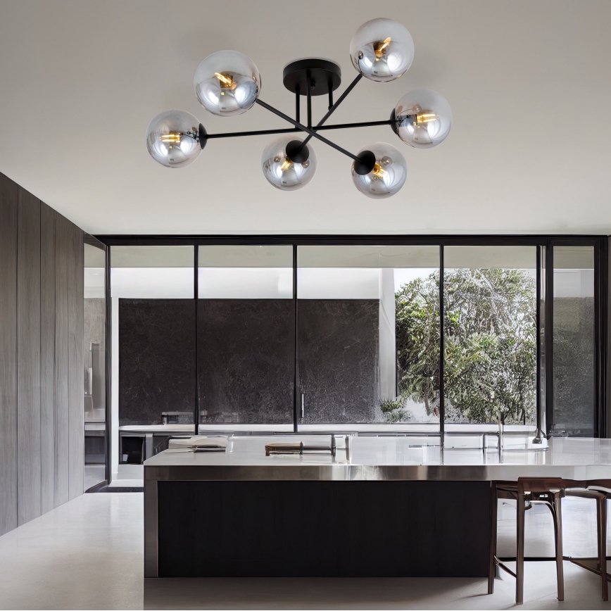 Viseći luster ROMA 6xE14/10W/230V crna/dimna