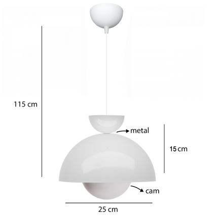 Viseći luster SALVA 1xE27/15W/230V bijeli