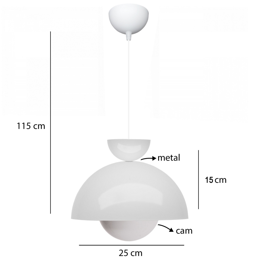 Viseći luster SALVA 1xE27/15W/230V bijeli