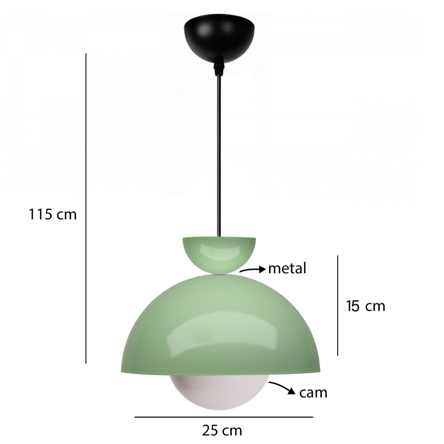 Viseći luster SALVA 1xE27/15W/230V zelena