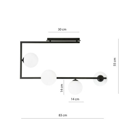 Viseći luster SOMA 4xE14/10W/230V crna/bijela