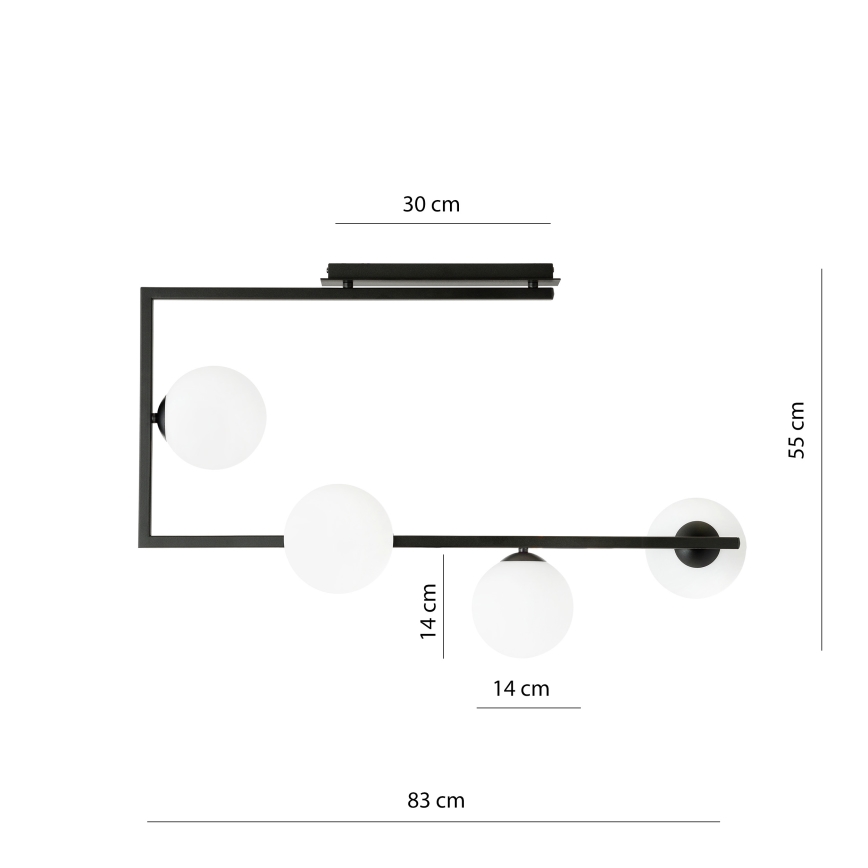 Viseći luster SOMA 4xE14/10W/230V crna/bijela