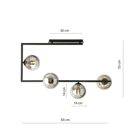Viseći luster SOMA 4xE14/10W/230V crna/siva