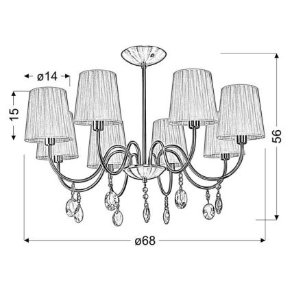 Viseći luster SORENTO 8xE14/40W/230V crna