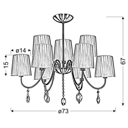 Viseći luster SORENTO 9xE14/40W/230V crna