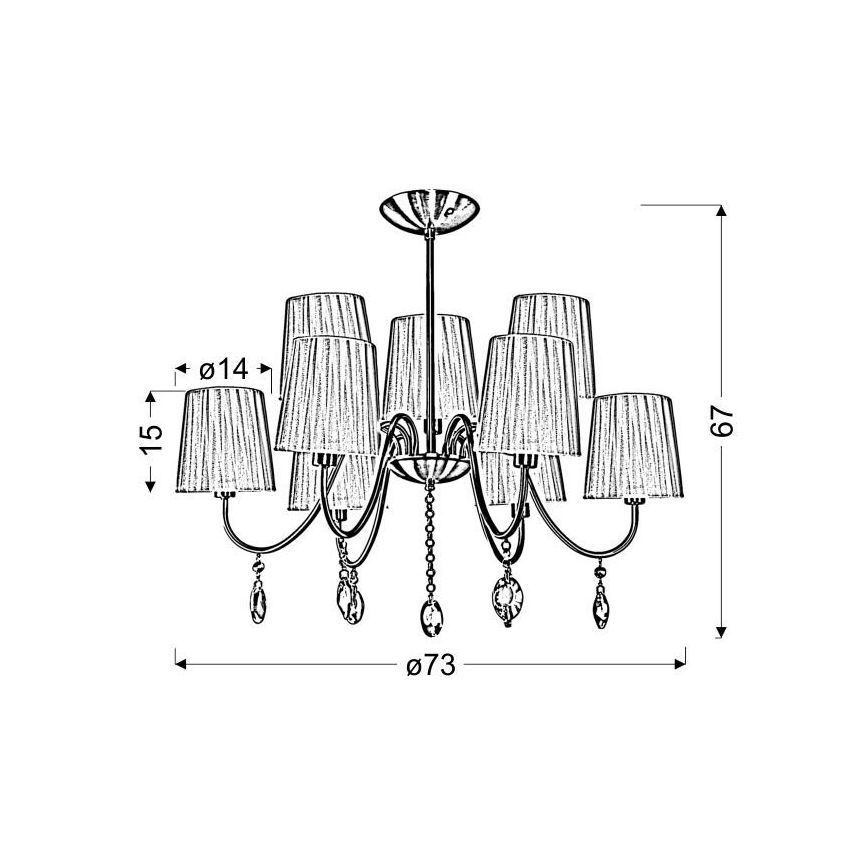 Viseći luster SORENTO 9xE14/40W/230V crna