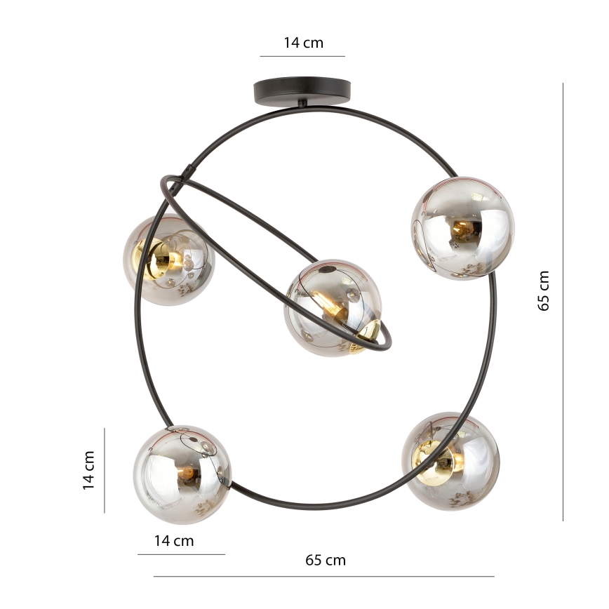 Viseći luster STARDOM 5xE14/10W/230V crna/siva