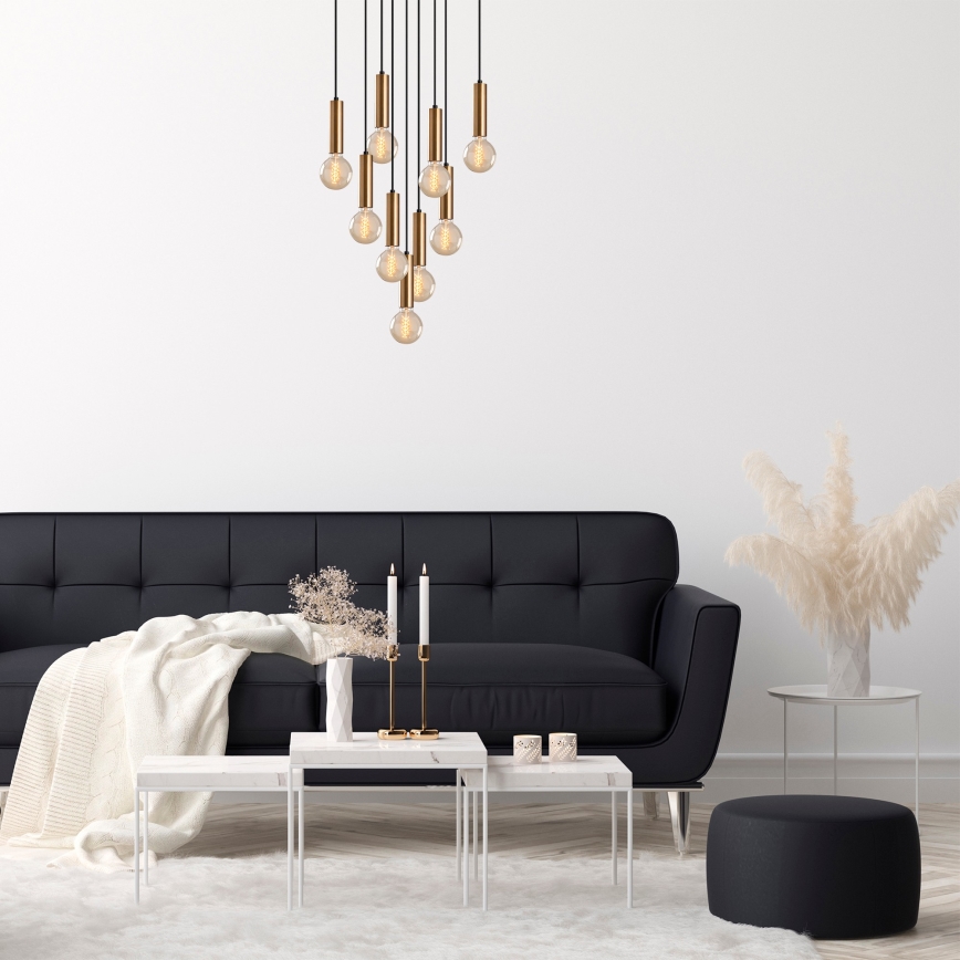 Viseći luster TEMPO na sajli 9xE27/40W/230V zlatni