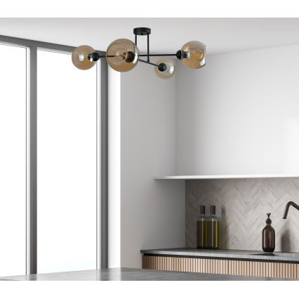 Viseći luster VASCO 4xE27/60W/230V crna/dimna bež