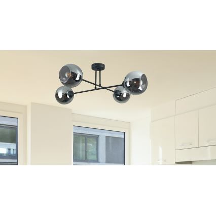 Viseći luster VASCO 4xE27/60W/230V crna/dimna crna