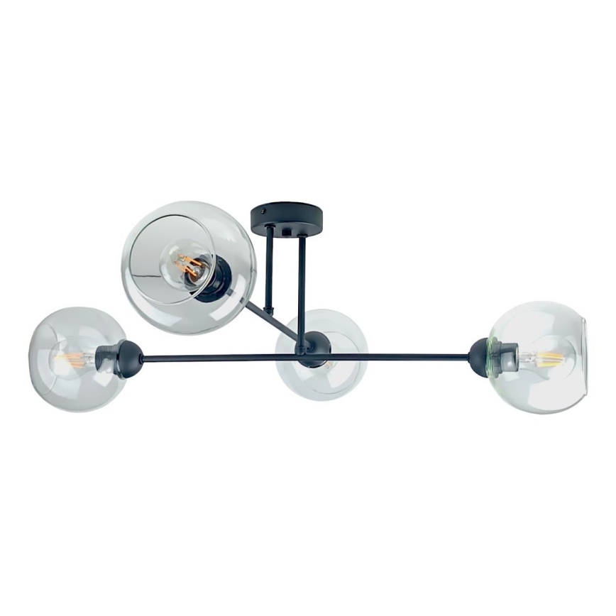 Viseći luster VASCO 4xE27/60W/230V crna/prozirna
