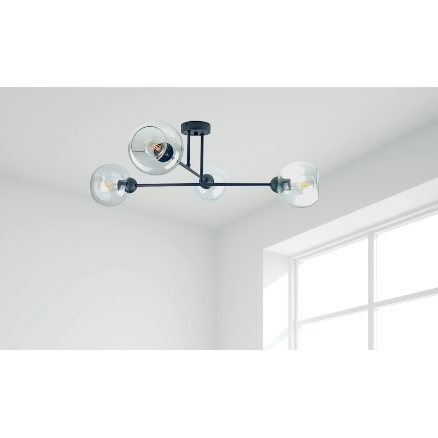 Viseći luster VASCO 4xE27/60W/230V crna/prozirna