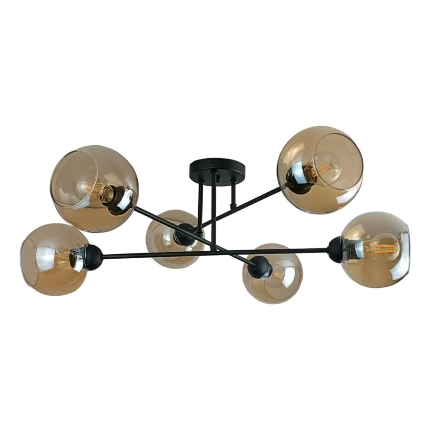 Viseći luster VASCO 6xE27/60W/230V crna/dimna bež