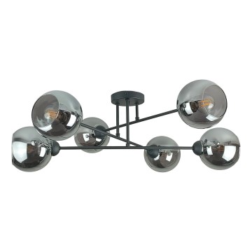 Viseći luster VASCO 6xE27/60W/230V crna/dimna crna
