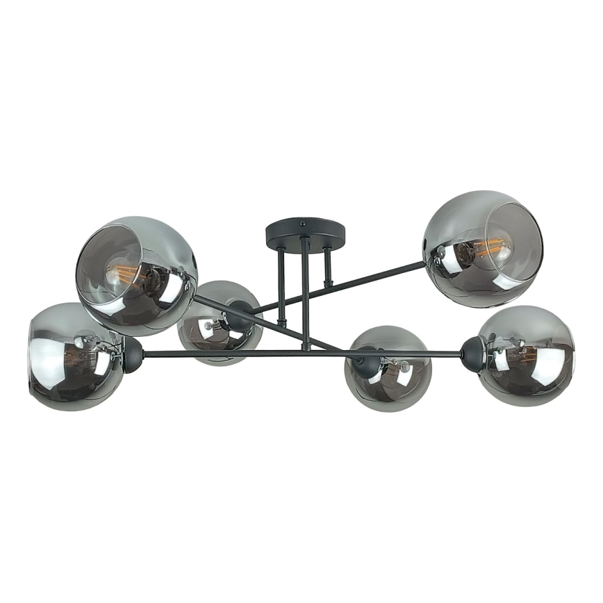 Viseći luster VASCO 6xE27/60W/230V crna/dimna crna