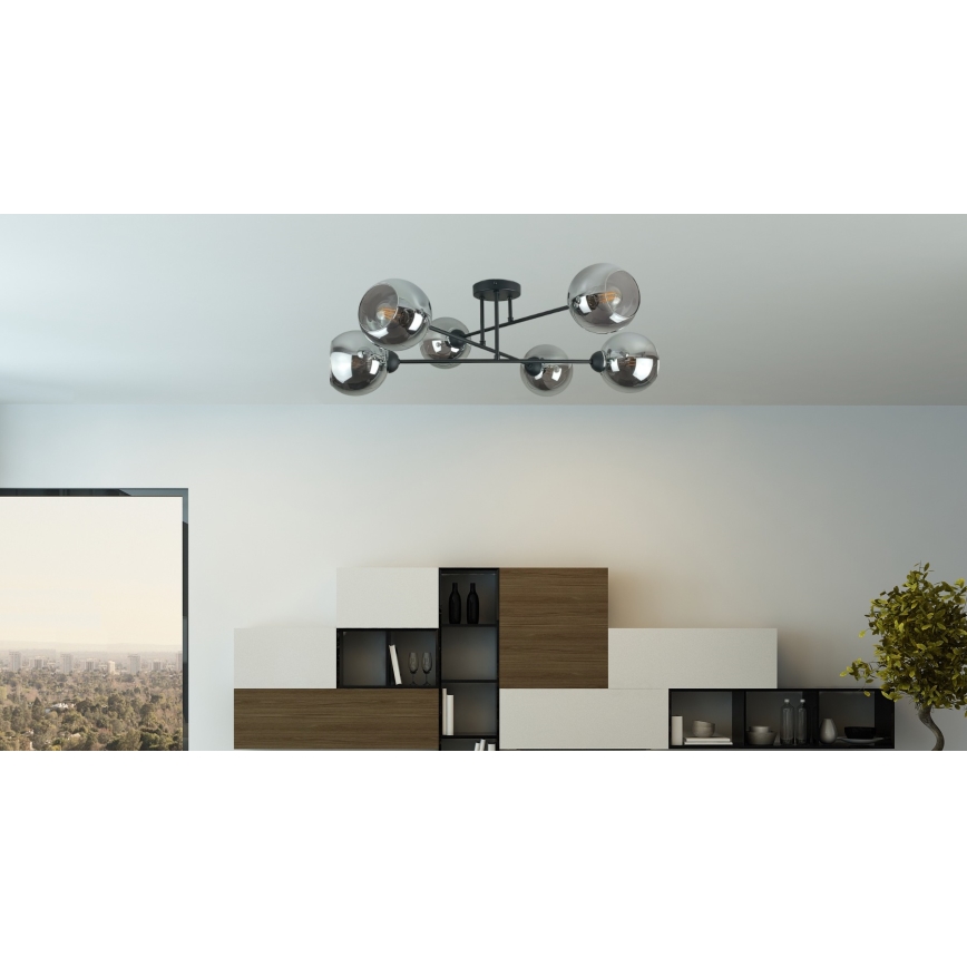Viseći luster VASCO 6xE27/60W/230V crna/dimna crna