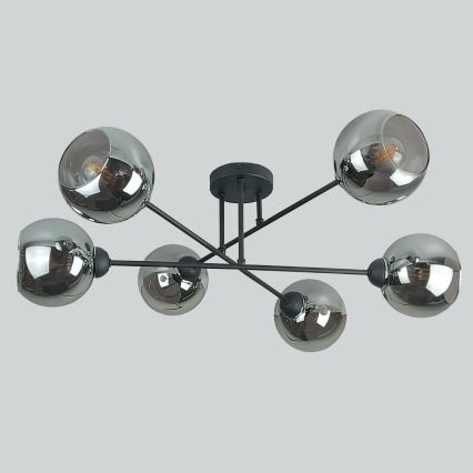 Viseći luster VASCO 6xE27/60W/230V crna/dimna crna