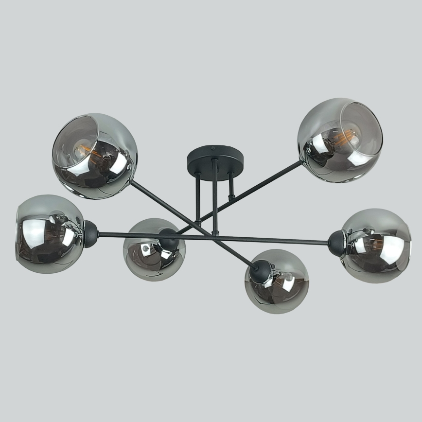 Viseći luster VASCO 6xE27/60W/230V crna/dimna crna