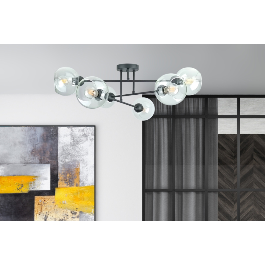 Viseći luster VASCO 6xE27/60W/230V crna/prozirna