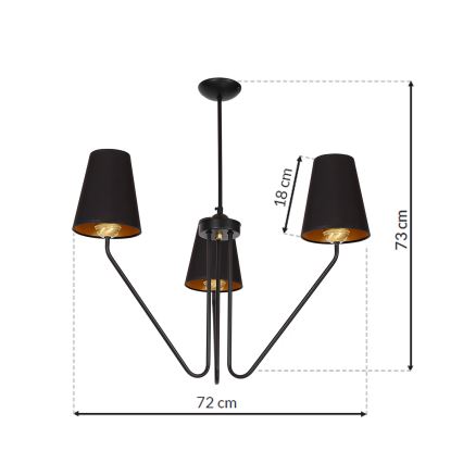 Viseći luster VICTORIA 3xE27/60W/230V crna