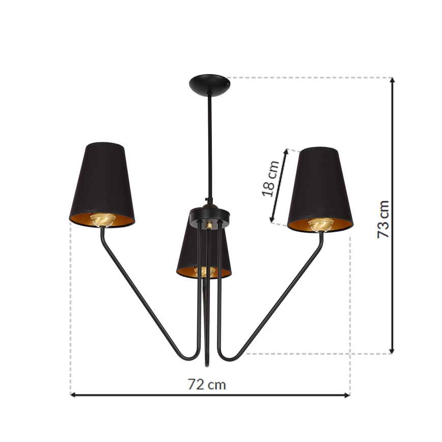 Viseći luster VICTORIA 3xE27/60W/230V crna