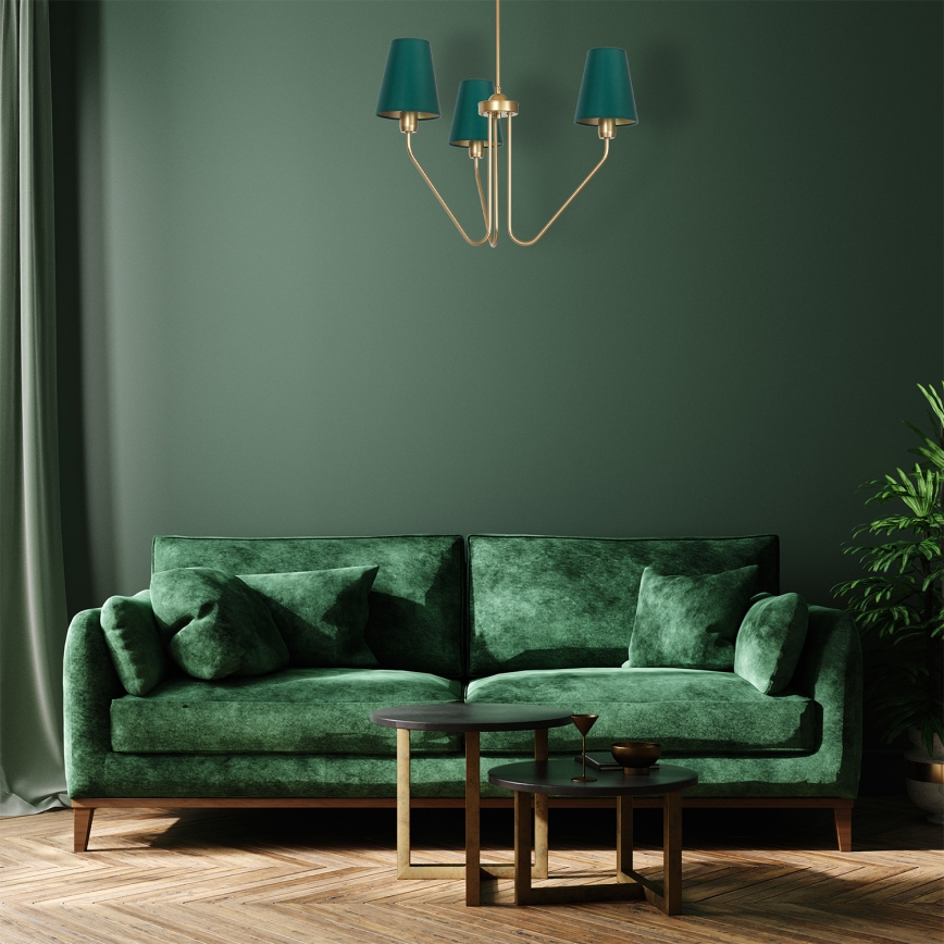 Viseći luster VICTORIA 3xE27/60W/230V zelena