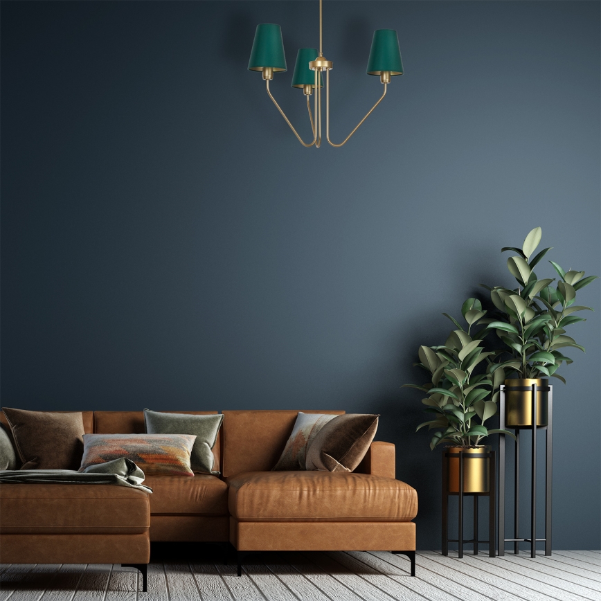 Viseći luster VICTORIA 3xE27/60W/230V zelena