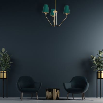 Viseći luster VICTORIA 3xE27/60W/230V zelena