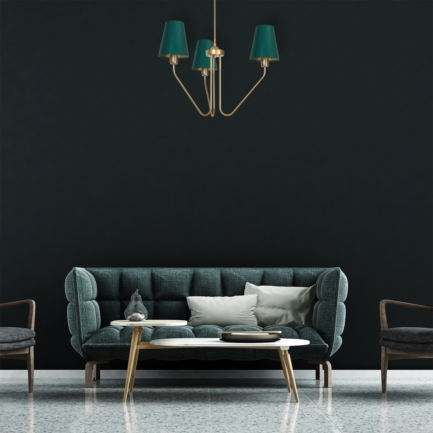 Viseći luster VICTORIA 3xE27/60W/230V zelena