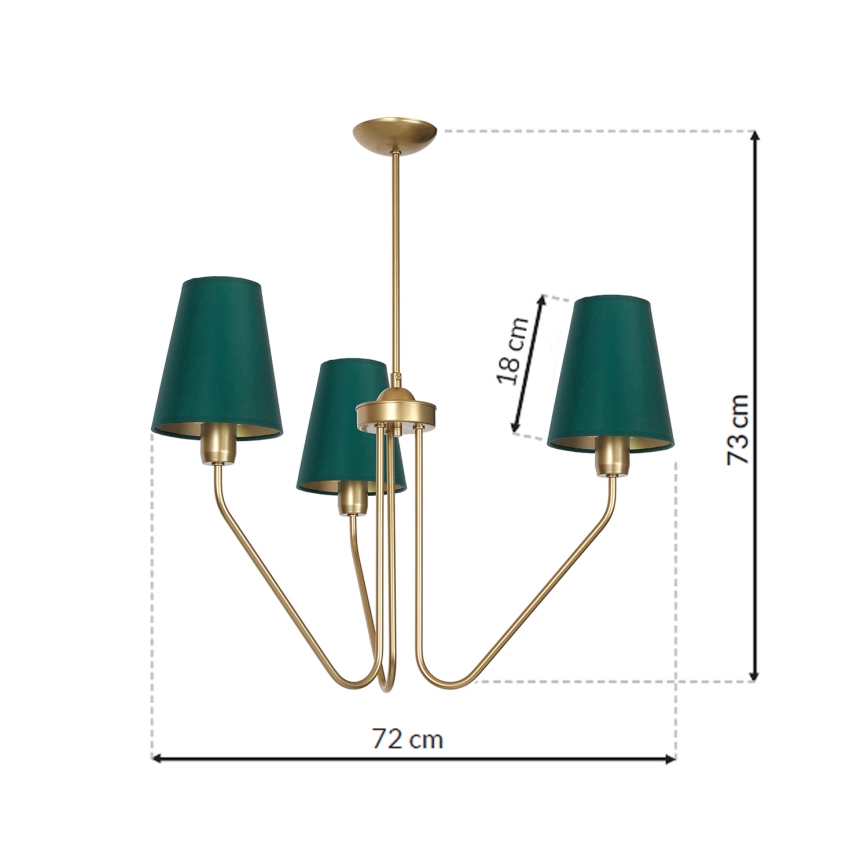 Viseći luster VICTORIA 3xE27/60W/230V zelena