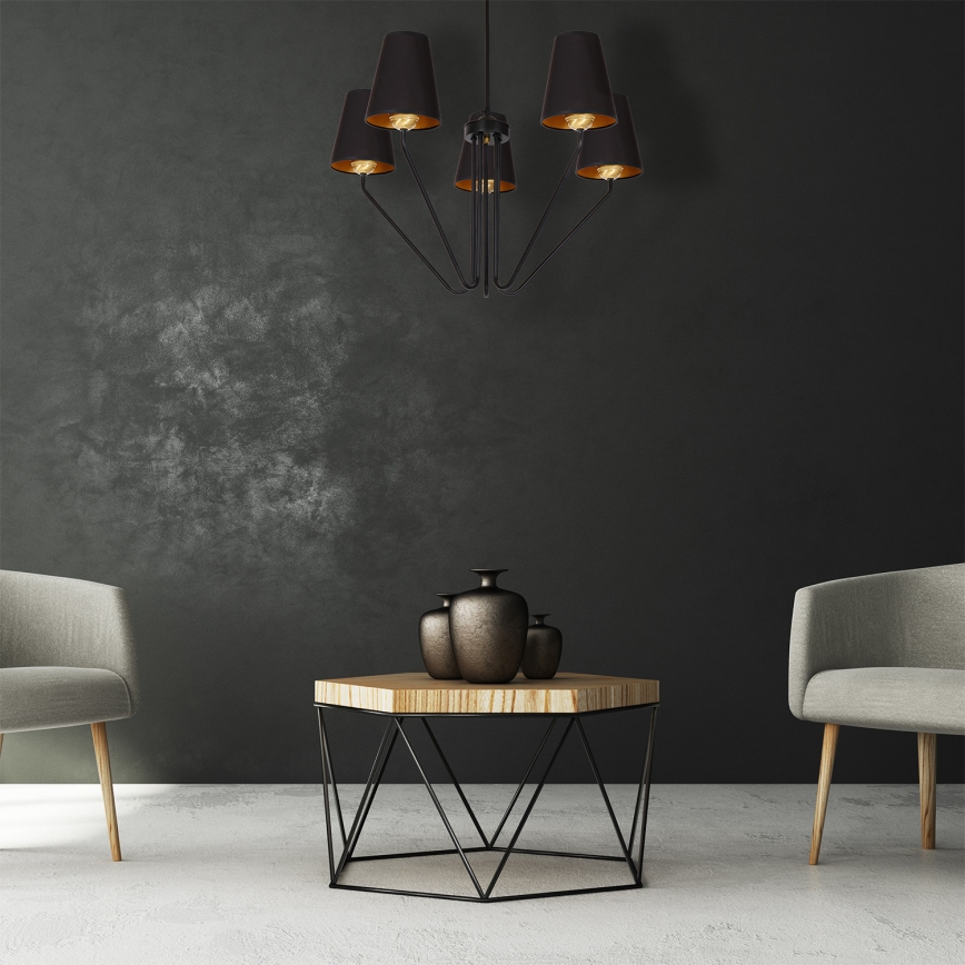 Viseći luster VICTORIA 5xE27/60W/230V crna