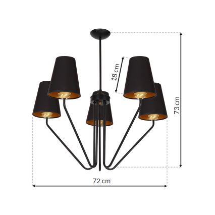Viseći luster VICTORIA 5xE27/60W/230V crna