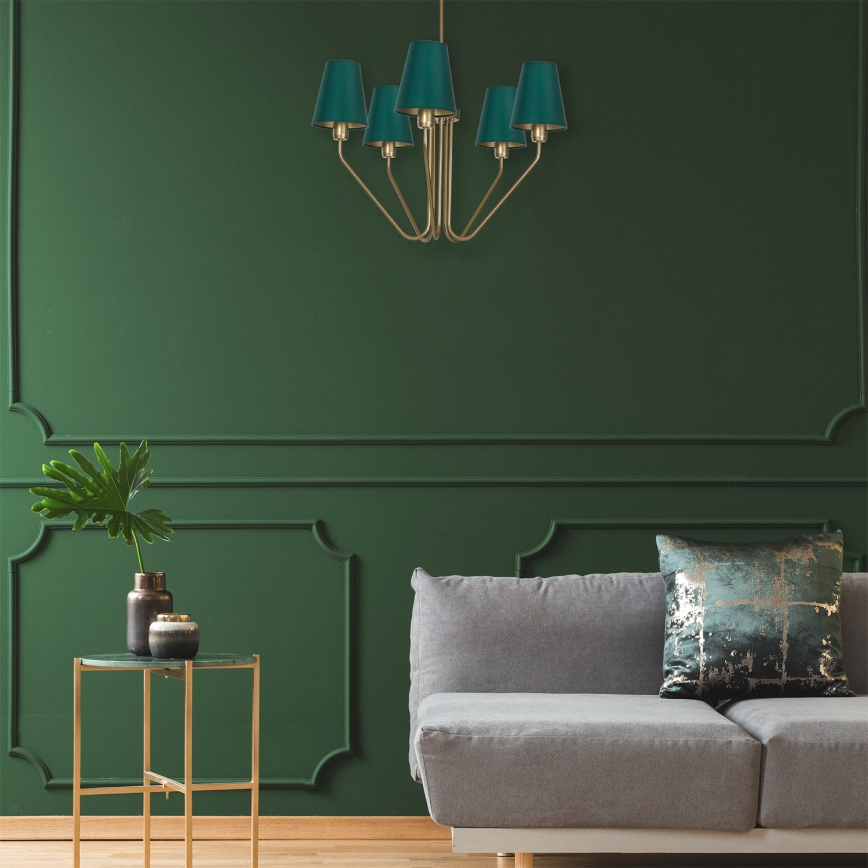 Viseći luster VICTORIA 5xE27/60W/230V zelena