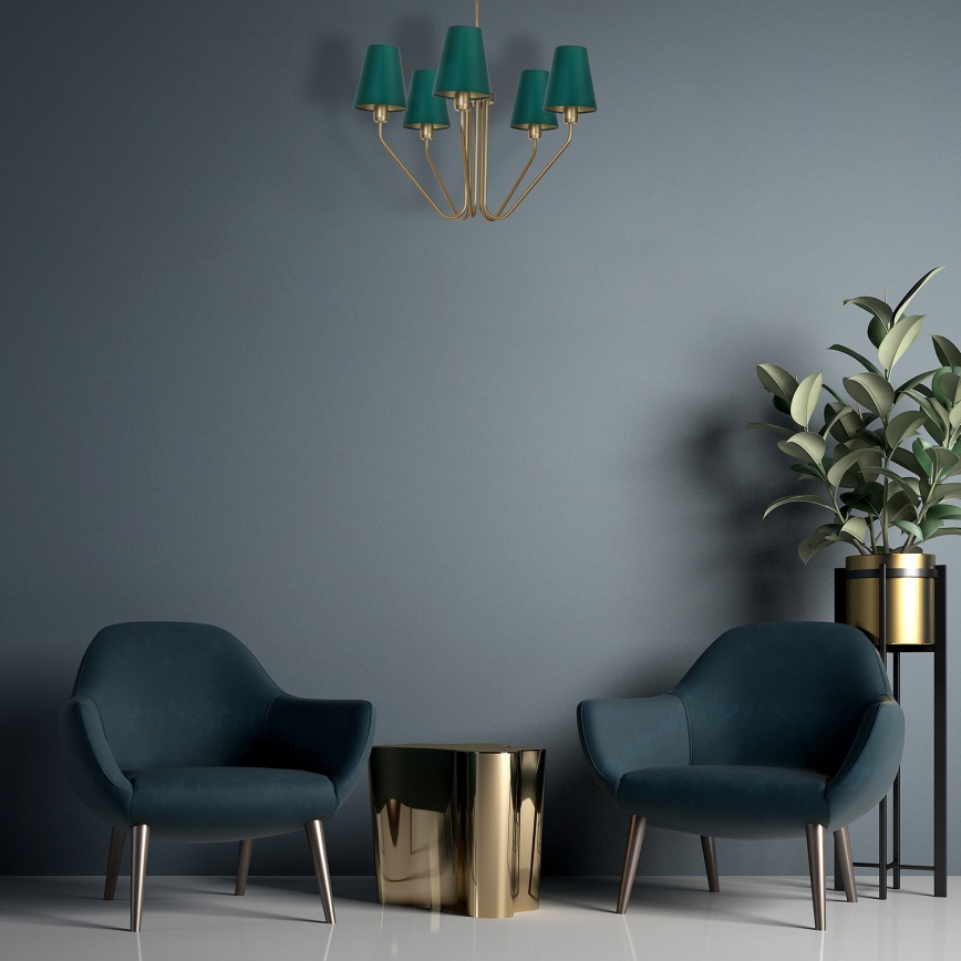 Viseći luster VICTORIA 5xE27/60W/230V zelena